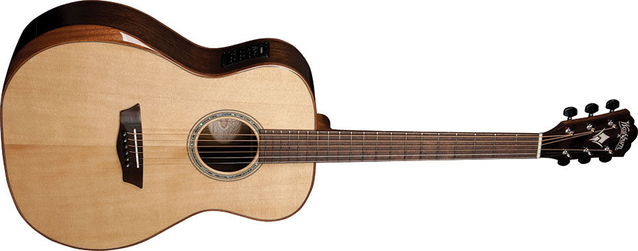 Washburn 6-string Acoustic-electric with Solid Spruce Top, Ovangkol Back and Sides, Mahogany Neck - Natural WCG700SWEK-D