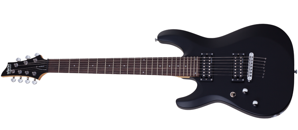Schecter C-7-DELUXE-LH-SBK Satin Black 7 String Guitar with Schecter Diamond Plus 439-SHC