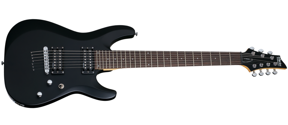 Schecter C-7-DELUXE-SBK Satin Black 7 String Guitar with Schecter