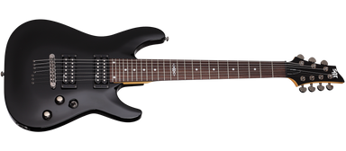 Schecter SGR Series C-7-SGR-BLK Gloss Black 7 String Guitar with SGR Pickups and Gigbag 3814-SHC