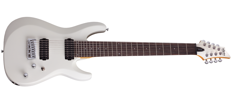 Schecter C 8 DLX SWHT Satin White 8 String Guitar with Schecter Diamond Plus 441-SHC