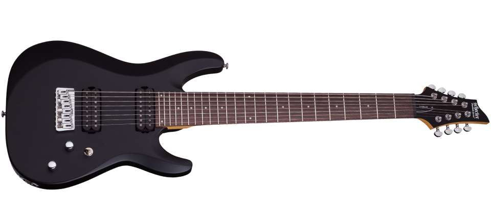 Schecter C-8-DELUXE-SBK Satin Black 8 String Guitar with Schecter Diamond Plus 440-SHC