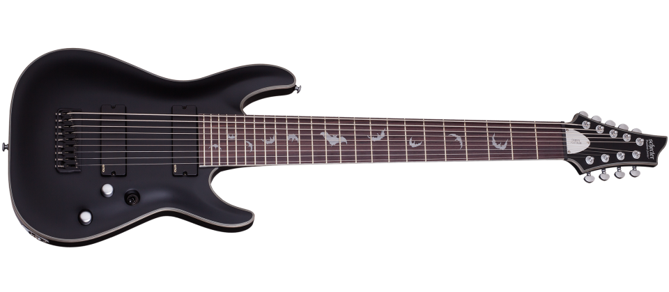 Schecter DAMIEN-PLAT-9-SBK Satin Black 9 String Guitar with EMG 909 Pickups 1193-SHC