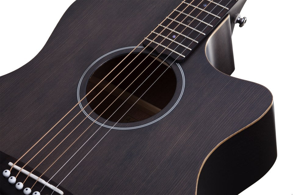 Schecter DELUXE ACOUSTIC SSTBLK Satin See Thru Black 3716-SHC