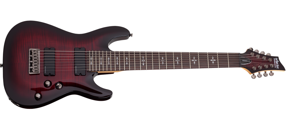 Schecter DEMON-8-CRB Crimson Red Burst 8 String Guitar with Duncan Designed HB-105 3264-SHC