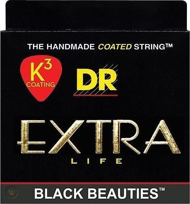 DR Handmade Strings Black Beauties Coated Acoustic Guitar Strings, Medium (13-56) BKA-13