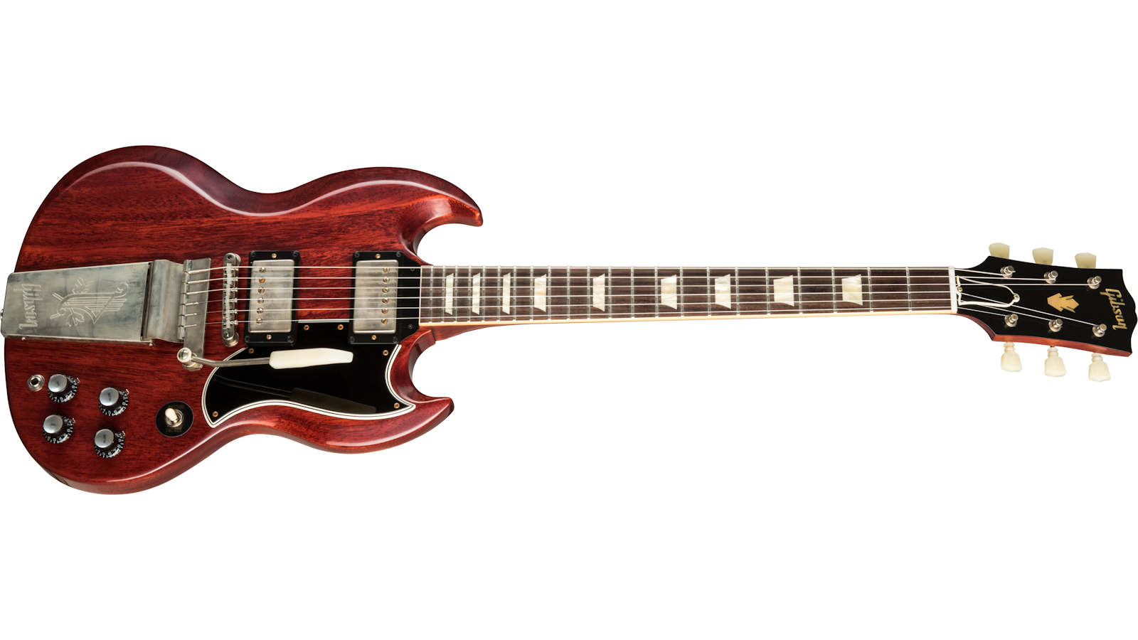 Gibson 1964 SG Standard Reissue with Maestro Vibrola VOS Cherry Red SGSR64VOCHNM