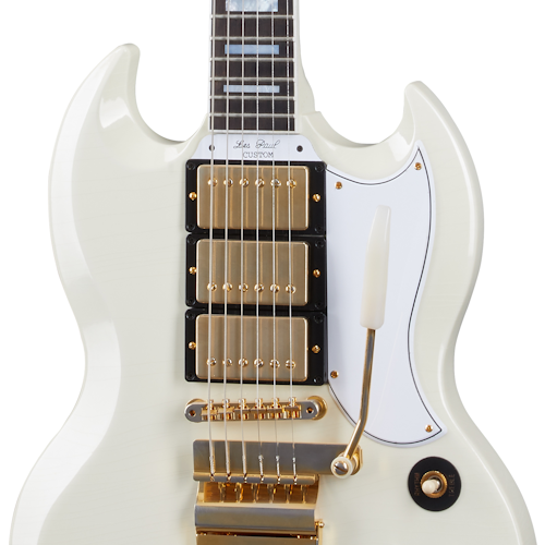 Gibson Custom Shop Murphy Lab 1963 Les Paul SG Custom With Maestro Vibrola Classic White Ultra Light Aged - Classic White SGC63ULCWGM