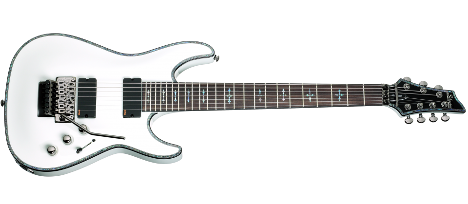 Schecter HR-C-7-FR-WHT Gloss White 7 String Guitar with Floyd Rose and EMG 707TW 1811-SHC
