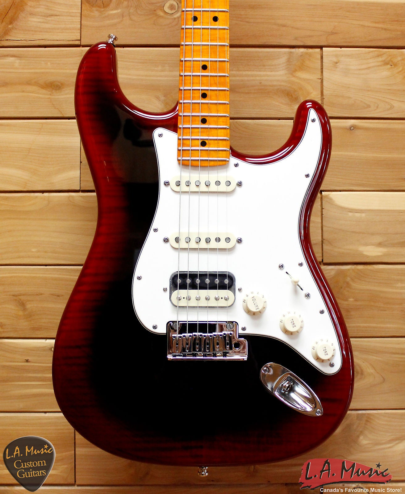 Fender Custom Shop American Custom Stratocaster HSS Maple Neck Red Burst Black 9231006874 - L.A. Music - Canada's Favourite Music Store!