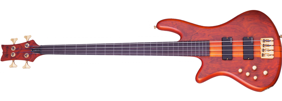 Schecter STILETTO-STU-4-LH-HSN Left Handed Honey Satin 4 String Bass with EMG HZ Pickups 2760-SHC