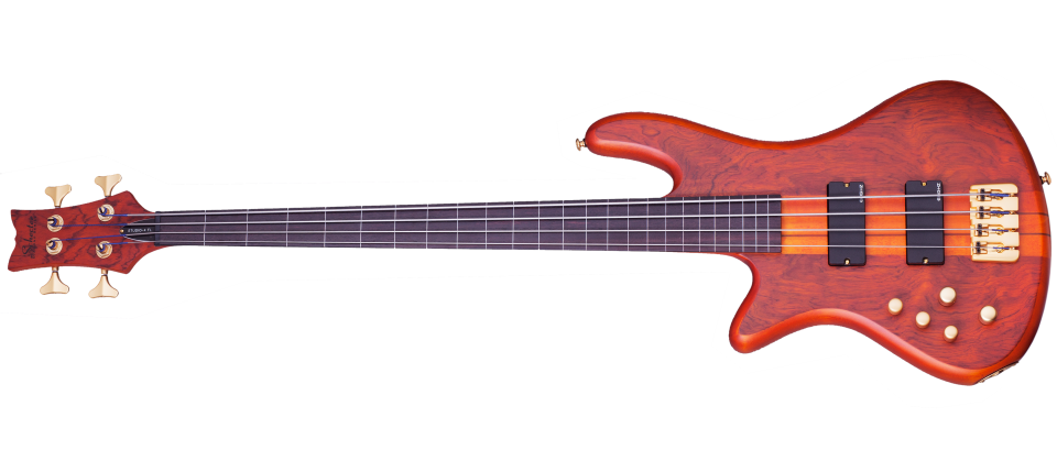 Schecter STILETTO-STU-4-FL-LH-HSN Honey Satin 4 String Bass Fretless with EMG HZ Pickups SCH-2765