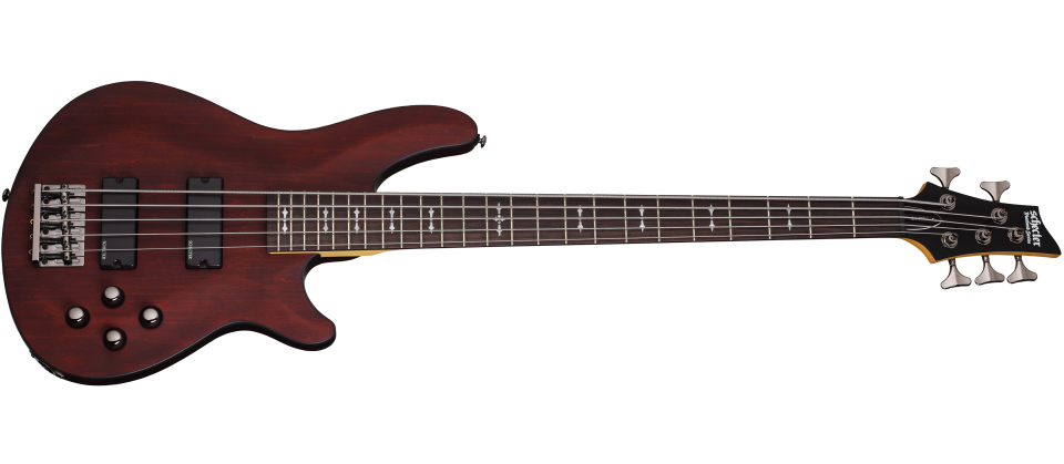 Schecter OMEN-5-WSN Walnut Satin 5 String Bass with Schecter Diamond Bass SCH-2094