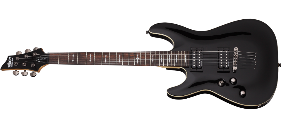 Schecter Omen Series OMEN-6-LH-BLK LEFT HANDED Gloss Black Guitar with Schecter Diamond Plus 2063-SHC