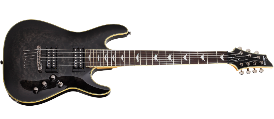 Schecter OMEN-EXT-7-STBLK See Thru Black Guitar with Schecter Diamond