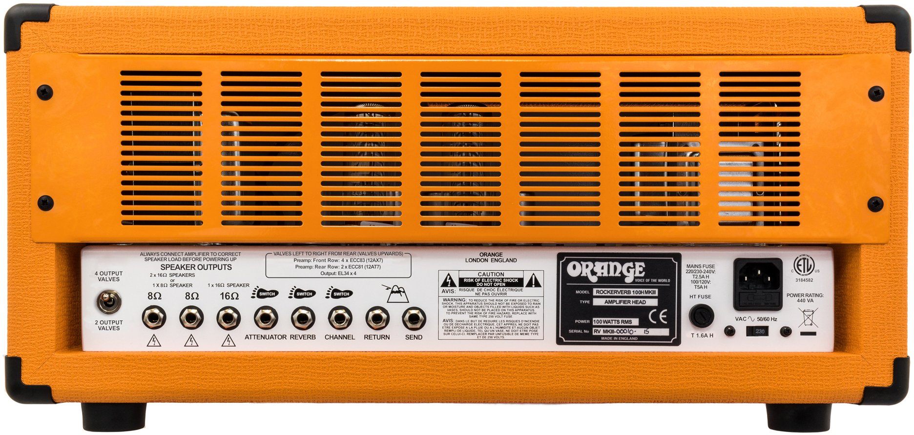 Orange RK100HMKIII Rockerverb MKII 100 Watt EL34 Twin Channel Guitar Head