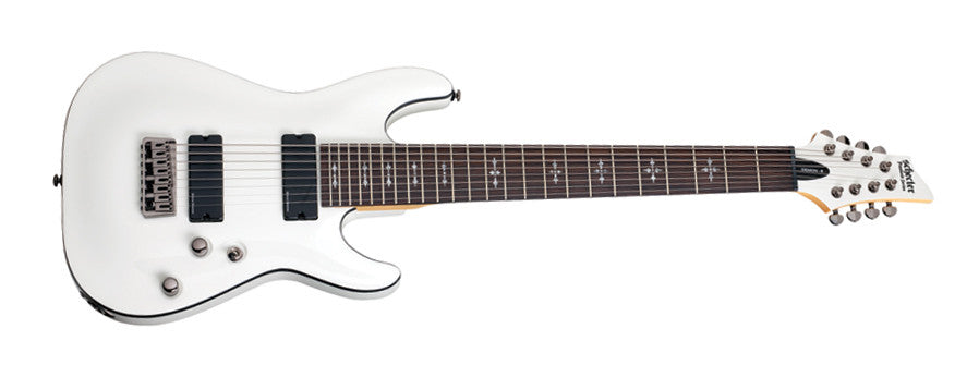 Schecter DEMON-8-VWHT Vintage White 8 String Guitar with Duncan Designed HB-105 3263-SHC