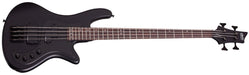 Schecter STILETTO-STEALTH-4-SBK Satin Black 4 String Bass w Diamond P & SuperRock MM SCH-2522