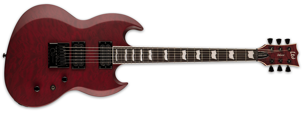 ESP LTD VIPER-1000 EVERTUNE IN SEE THRU BLACK CHERRY SATIN