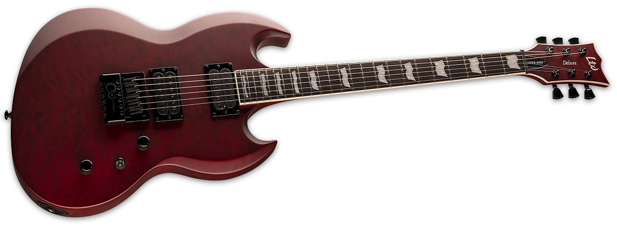 ESP LTD VIPER-1000 EVERTUNE IN SEE THRU BLACK CHERRY SATIN